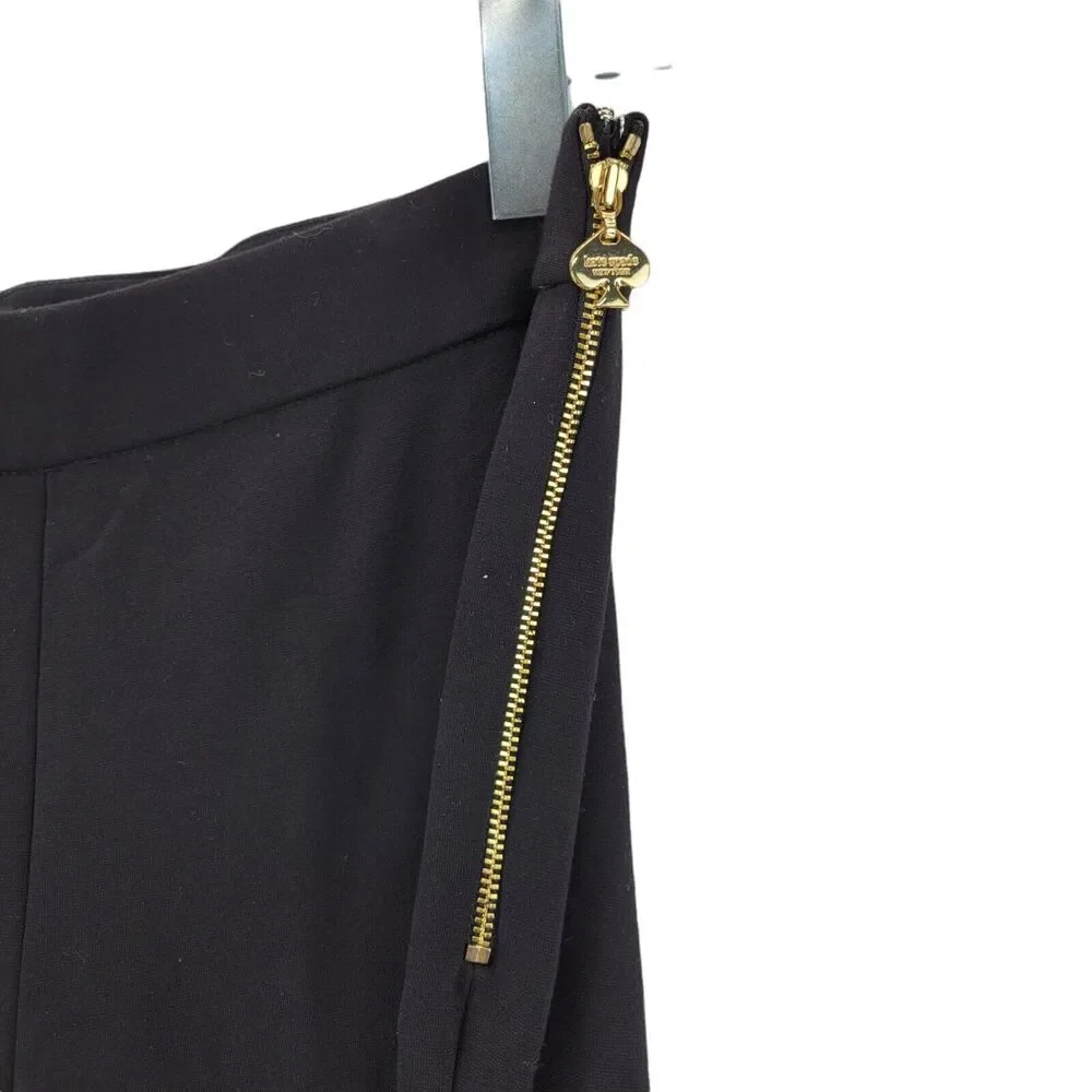 Kate Spade Women's Stretch‎ Cropped Black Dress Pants Size 4 Gold Logo Zipper